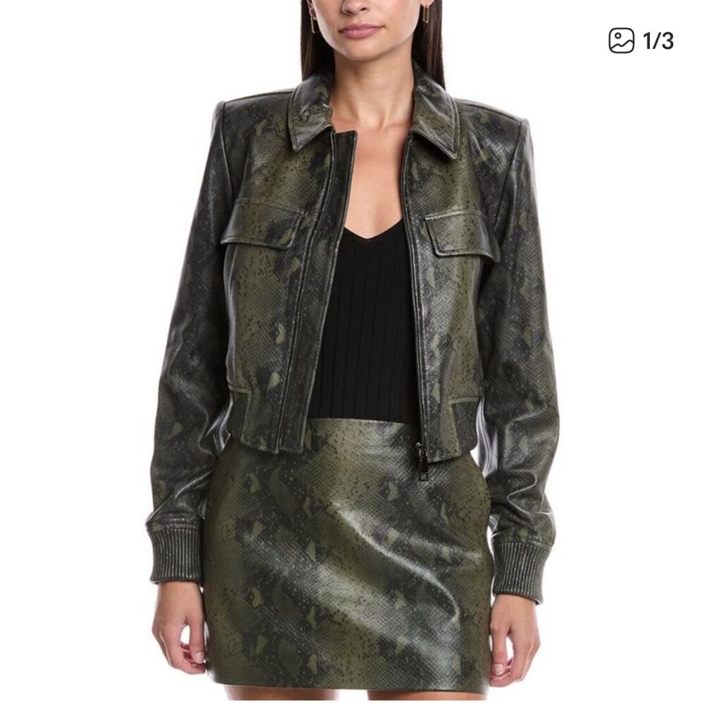 Rebecca Minkoff Women's Olive Leather Bomber Jacket, NWOT